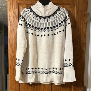 LOFT Cream and Black Turtleneck Sweater